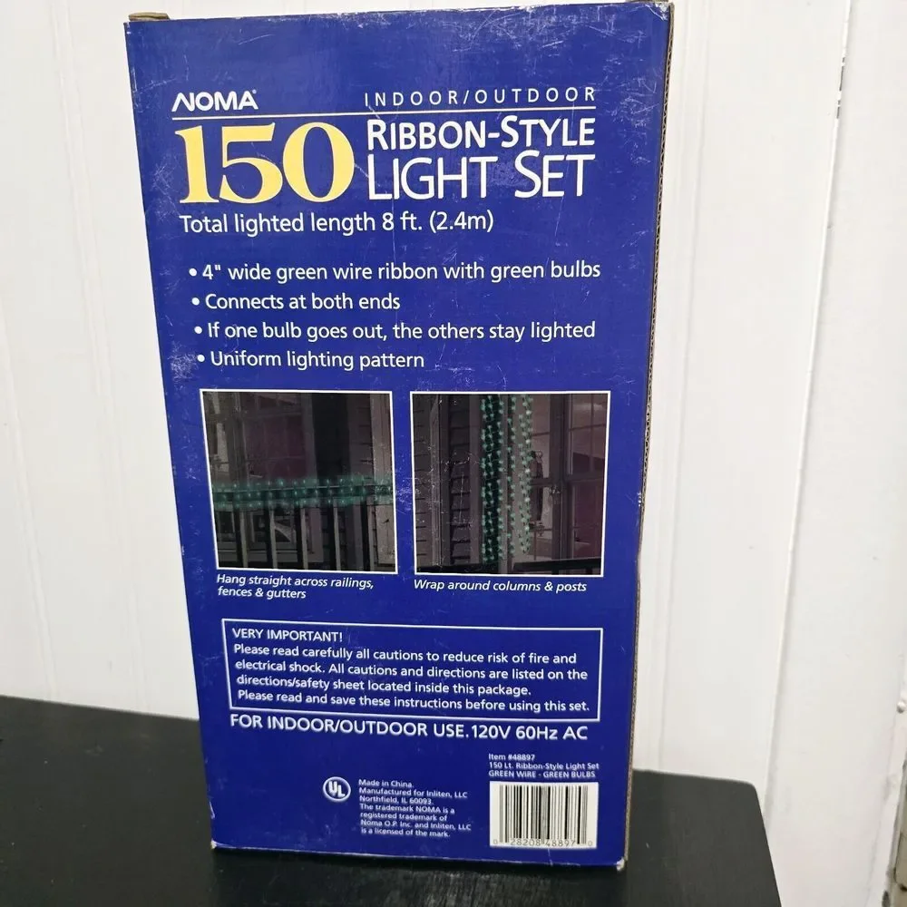 NIB Green 150 Light Set Indoor/Outdoor Ribbon Style Tree Lights